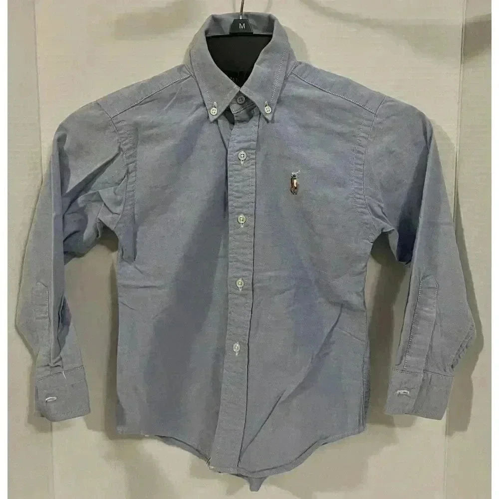 Polo Ralph Lauren Shirt Boys 6 Blue Long Sleeve Oxford Button Down Vintage‎